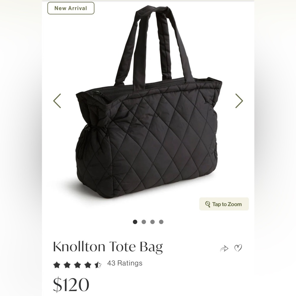 NWT VERA BRADLEY Knollton Travel Tote Black Moonless Night